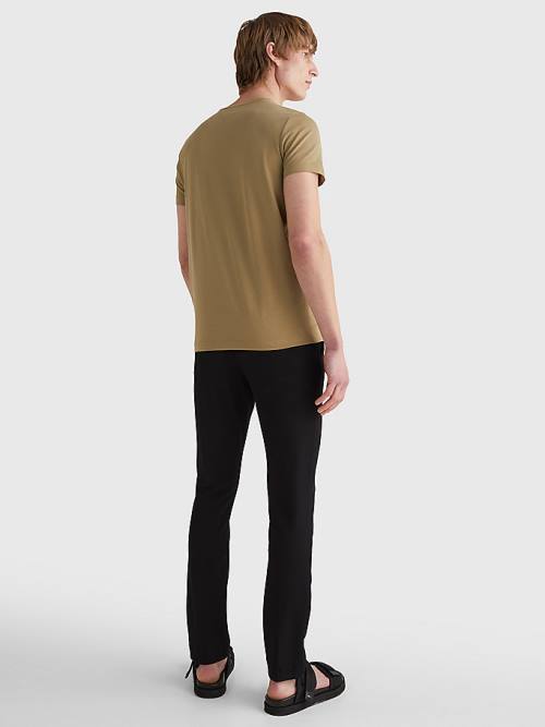 Brown Tommy Hilfiger Stretch Organic Cotton Slim Fit Men's T Shirts | TH769WPU