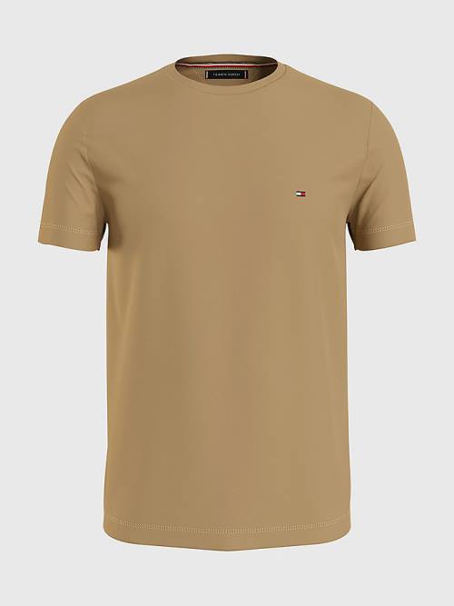 Brown Tommy Hilfiger Stretch Organic Cotton Slim Fit Men's T Shirts | TH769WPU