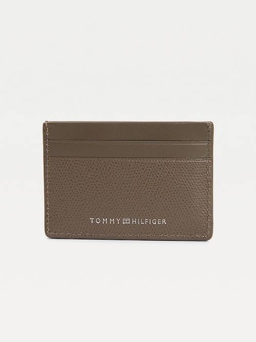 Brown Tommy Hilfiger TH Business Small Leather Card Holder Men's Wallets | TH589GZU