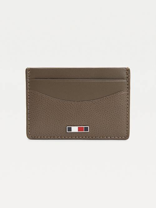 Brown Tommy Hilfiger TH Business Small Leather Card Holder Men\'s Wallets | TH589GZU