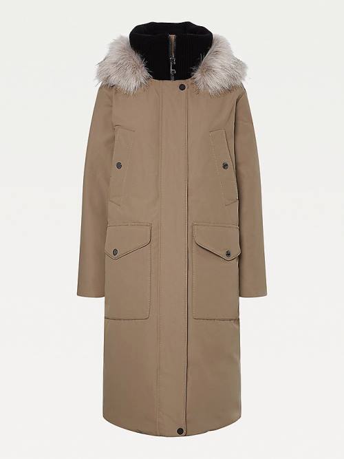 Brown Tommy Hilfiger TH Protect Down Faux Fur Parka Women's Coats | TH081IUT