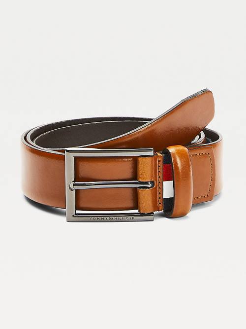 Brown Tommy Hilfiger Textured Leather Men\'s Belts | TH865FEP