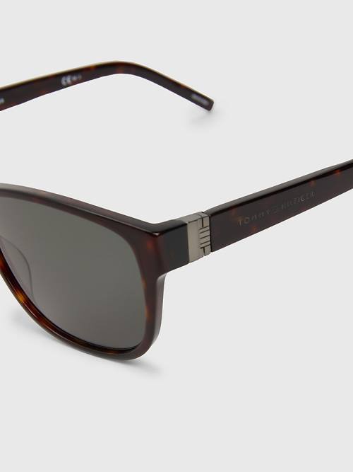 Brown Tommy Hilfiger Tortoiseshell Rectangular Frame Men's Sunglasses | TH974FXZ