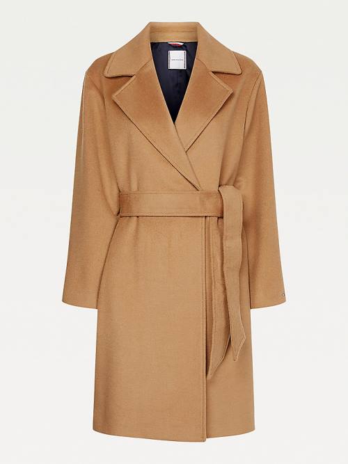 Brown Tommy Hilfiger Wool Blend Belted Women's Coats | TH358IDF