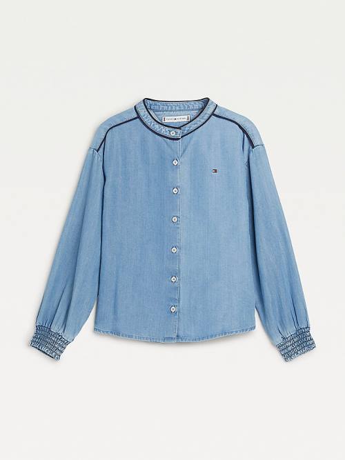 Denim Tommy Hilfiger Chambray Piping Shirt Girls' T Shirts | TH504BTP