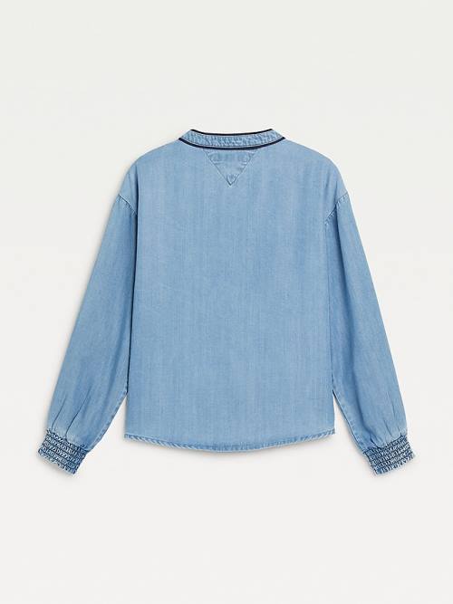 Denim Tommy Hilfiger Chambray Piping Shirt Girls' T Shirts | TH504BTP