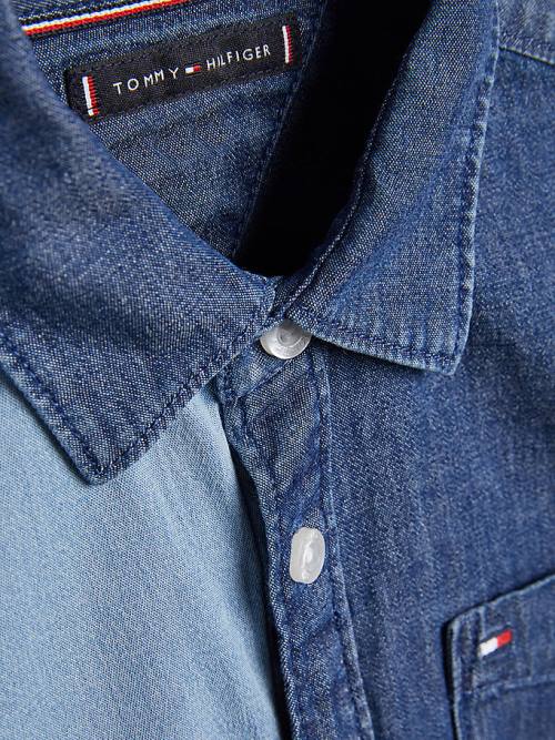 Denim Tommy Hilfiger Colour-Blocked Denim Boys' Shirts | TH037BUP