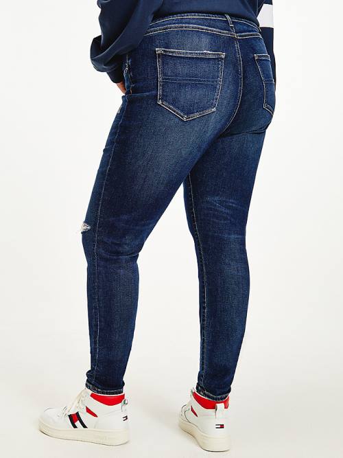 Denim Tommy Hilfiger Curve Melany Ultra High Rise Super Skinny Distressed Women's Jeans | TH784KPD