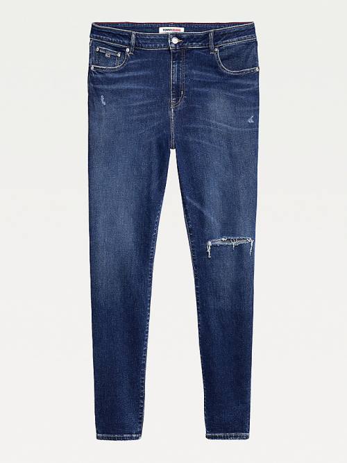 Denim Tommy Hilfiger Curve Melany Ultra High Rise Super Skinny Distressed Women's Jeans | TH784KPD