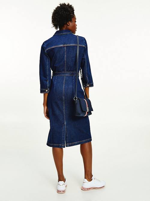 Denim Tommy Hilfiger Denim Slim Fit Belted Women's Dress | TH980WPC