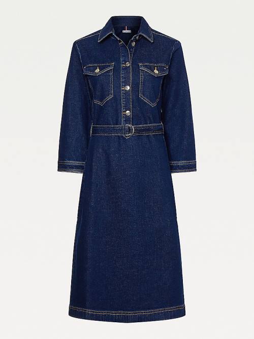 Denim Tommy Hilfiger Denim Slim Fit Belted Women's Dress | TH980WPC