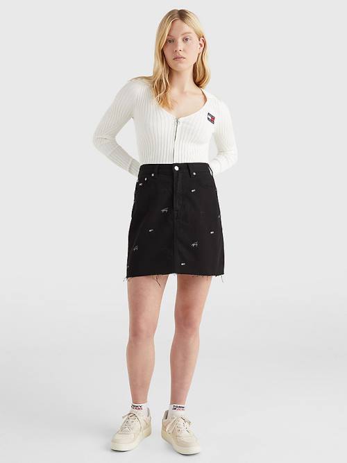 Denim Tommy Hilfiger Embroidery Denim Mini Women's Skirts | TH058AQR