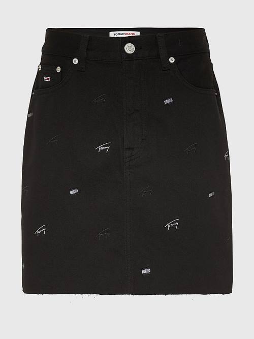 Denim Tommy Hilfiger Embroidery Denim Mini Women's Skirts | TH058AQR