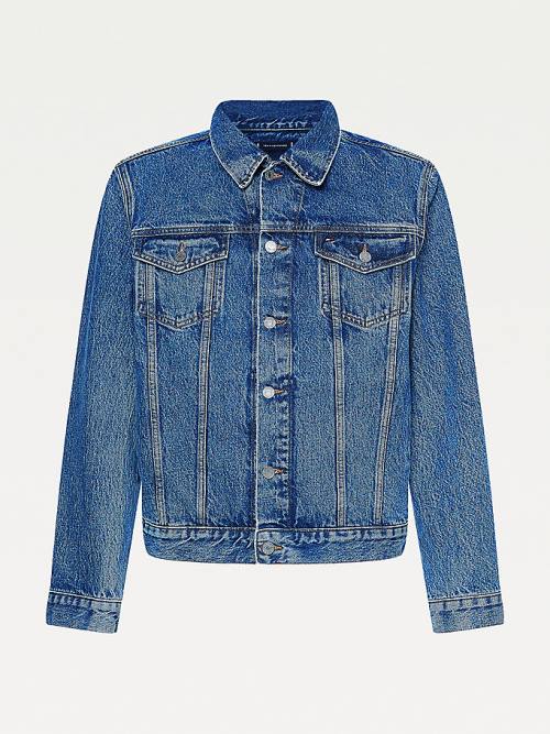 Denim Tommy Hilfiger Faded Rigid Denim Trucker Men's Jackets | TH320YRI