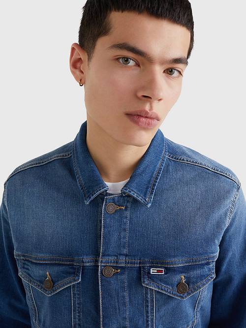 Denim Tommy Hilfiger Faded Stretch Denim Men's Jackets | TH149VKC