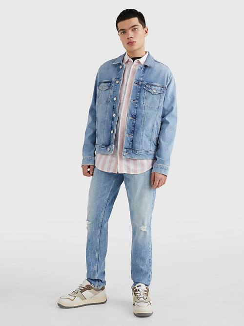 Denim Tommy Hilfiger Faded Trucker Men's Jackets | TH530HWV