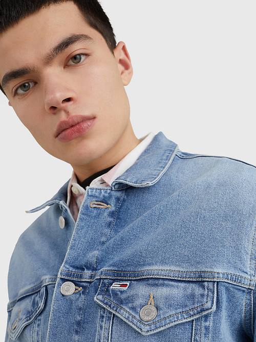 Denim Tommy Hilfiger Faded Trucker Men's Jackets | TH530HWV