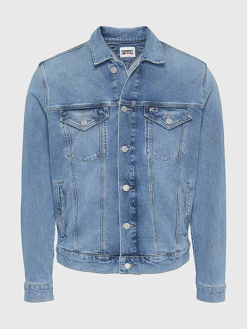 Denim Tommy Hilfiger Faded Trucker Men's Jackets | TH530HWV