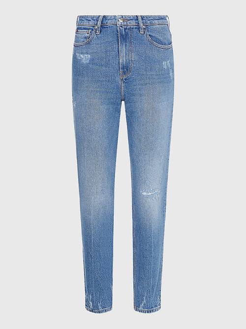 Denim Tommy Hilfiger Gramercy Mom High Rise Tapered Distressed Women's Jeans | TH170OMS