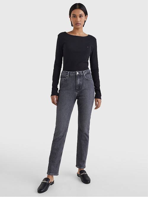 Denim Tommy Hilfiger High Rise Slim Black Women's Jeans | TH913WFL