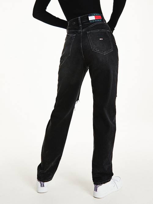 Denim Tommy Hilfiger Julie Ultra High Rise Straight Black Distressed Women's Jeans | TH801HYX