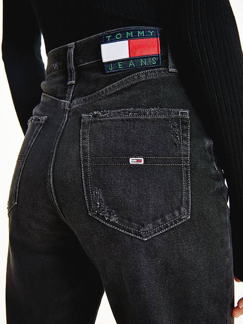 Denim Tommy Hilfiger Julie Ultra High Rise Straight Black Distressed Women's Jeans | TH801HYX