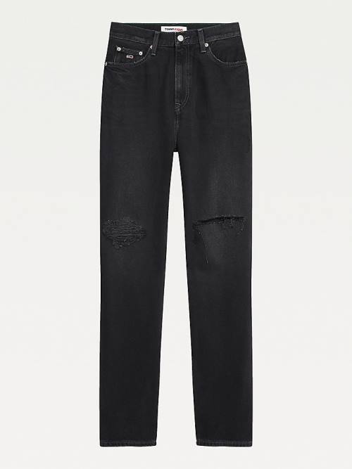 Denim Tommy Hilfiger Julie Ultra High Rise Straight Black Distressed Women's Jeans | TH801HYX