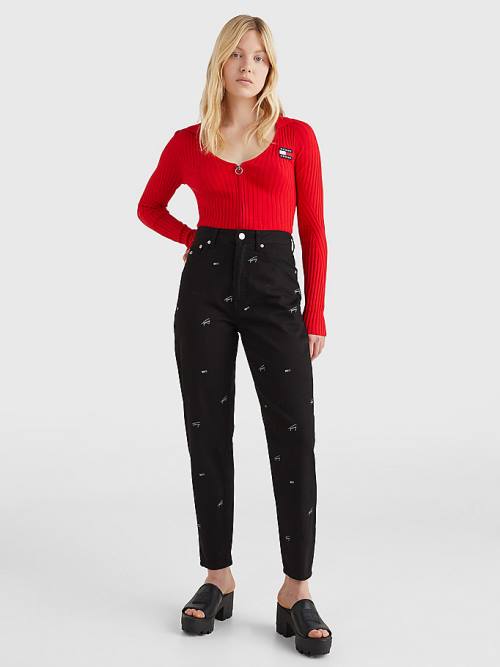 Denim Tommy Hilfiger Mom Ultra High Rise Tapered Embroidery Women's Jeans | TH539KJO