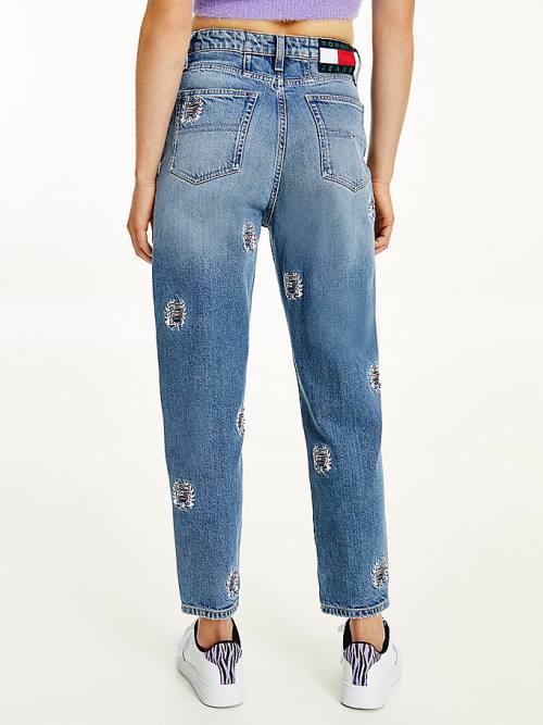 Denim Tommy Hilfiger Mom Ultra High Rise Tapered Logo Embroidery Women's Jeans | TH863VGB