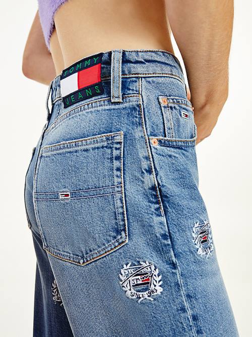 Denim Tommy Hilfiger Mom Ultra High Rise Tapered Logo Embroidery Women's Jeans | TH863VGB