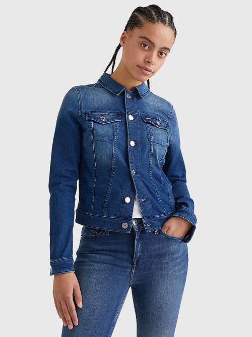 Denim Tommy Hilfiger Organic Cotton Slim Fit Denim Women\'s Jackets | TH056YDF