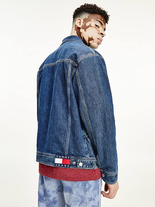 Denim Tommy Hilfiger Oversized Hemp Trucker Men's Jackets | TH278FAU