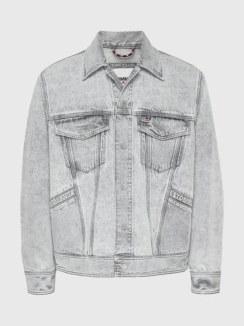 Denim Tommy Hilfiger Oversized Rigid Denim Men's Jackets | TH572KYX