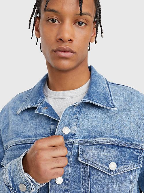 Denim Tommy Hilfiger Oversized Trucker Men's Jackets | TH085OTA