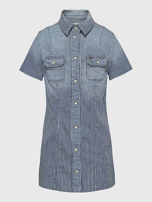 Denim Tommy Hilfiger Pinstripe Shirt Girls\' Dress | TH470ICF