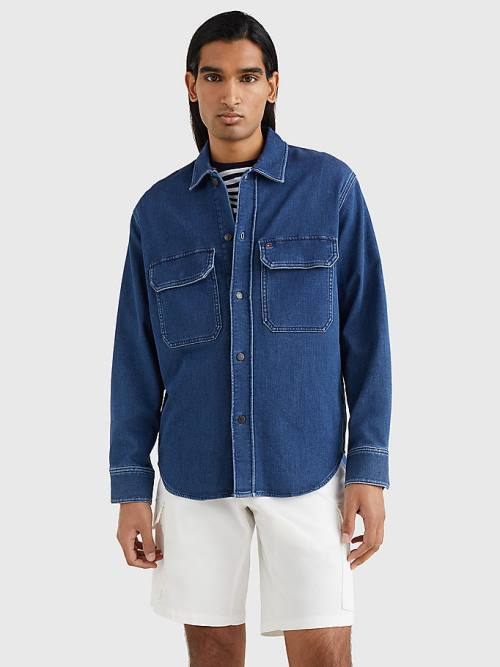 Denim Tommy Hilfiger Regular Fit Denim Men's Shirts | TH804ZEG