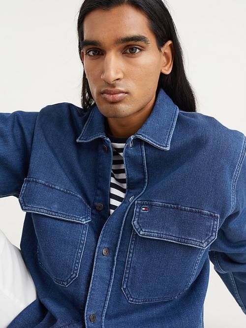 Denim Tommy Hilfiger Regular Fit Denim Men's Shirts | TH804ZEG