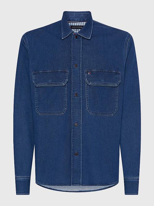 Denim Tommy Hilfiger Regular Fit Denim Men\'s Shirts | TH804ZEG