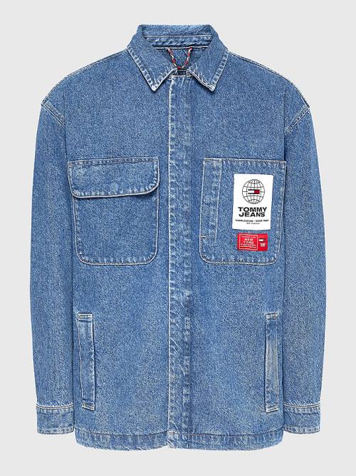 Denim Tommy Hilfiger Rigid Denim Shirt Men's Jackets | TH641FQN