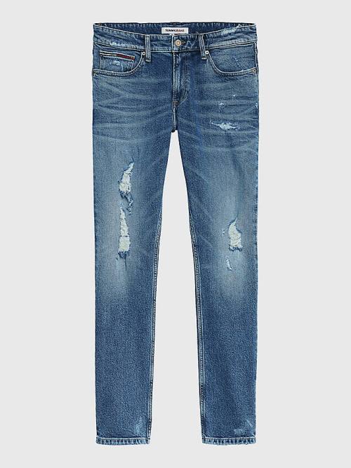 Denim Tommy Hilfiger Scanton Slim Distressed Faded Men's Jeans | TH076YWF