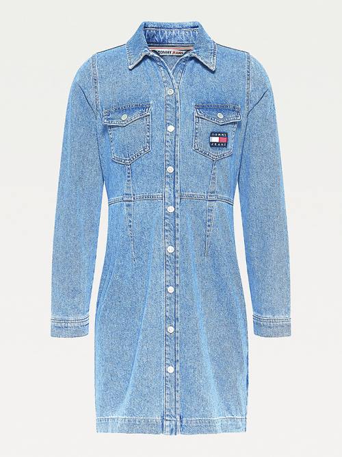 Denim Tommy Hilfiger Slim Fit Denim Shirt Women's Dress | TH687THJ