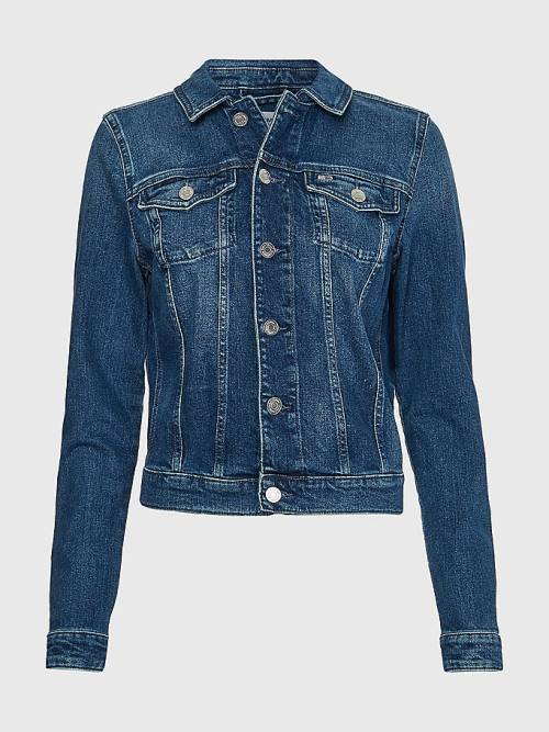 Denim Tommy Hilfiger Slim Fit Trucker Women's Jackets | TH079YQH