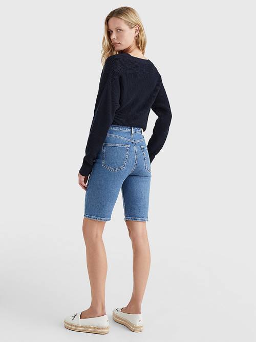 Denim Tommy Hilfiger Straight Denim Women's Shorts | TH503ZGH