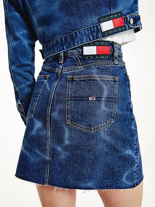 Denim Tommy Hilfiger Swimming Pool Wash Denim Mom Women's Skirts | TH672ZTV