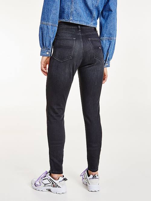 Denim Tommy Hilfiger Sylvia High Rise Super Skinny Black Women's Jeans | TH679CAL