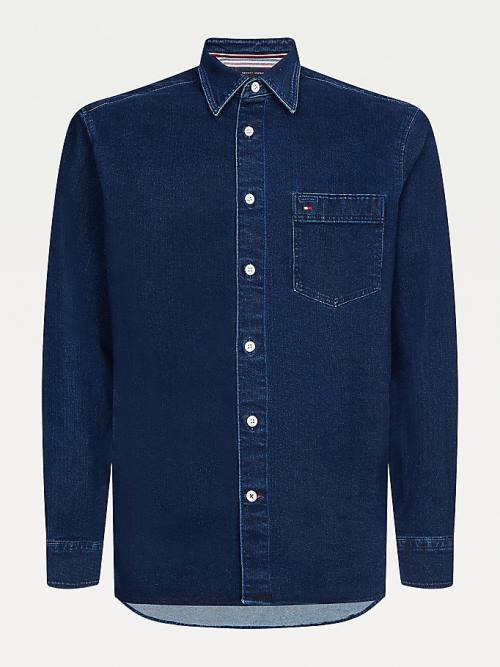 Denim Tommy Hilfiger TH Flex Regular Fit Denim Overshirt Men\'s Shirts | TH425XPR