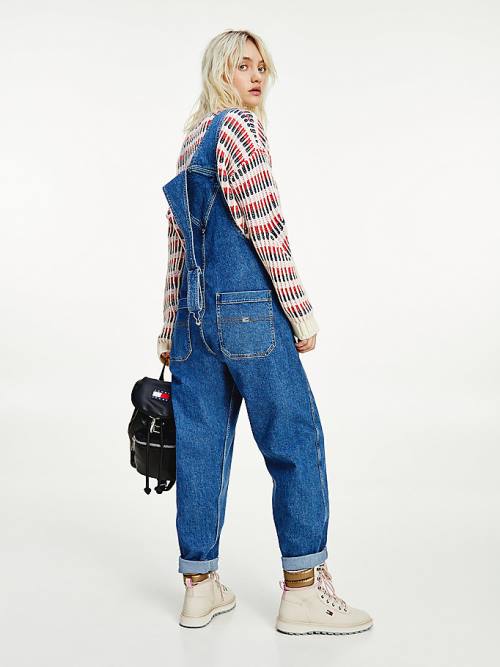 Denim Tommy Hilfiger Tommy Badge Denim Dungarees Women's Jeans | TH130HUS