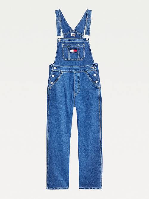 Denim Tommy Hilfiger Tommy Badge Denim Dungarees Women's Jeans | TH130HUS