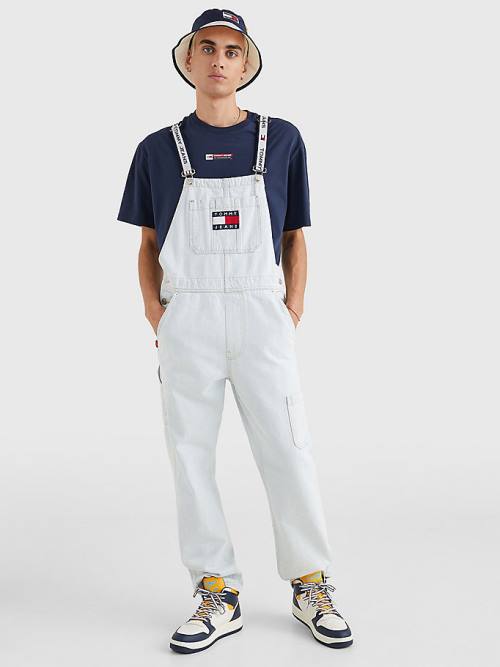 Denim Tommy Hilfiger Tommy Badge Dungarees Men's Jeans | TH892SNB