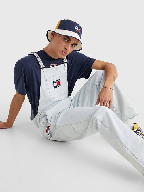 Denim Tommy Hilfiger Tommy Badge Dungarees Men's Jeans | TH892SNB